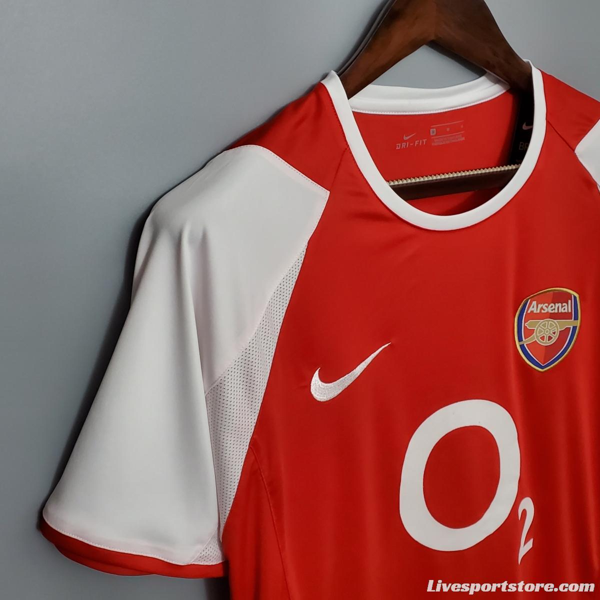 Retro 02/04 Arsenal home Soccer Jersey