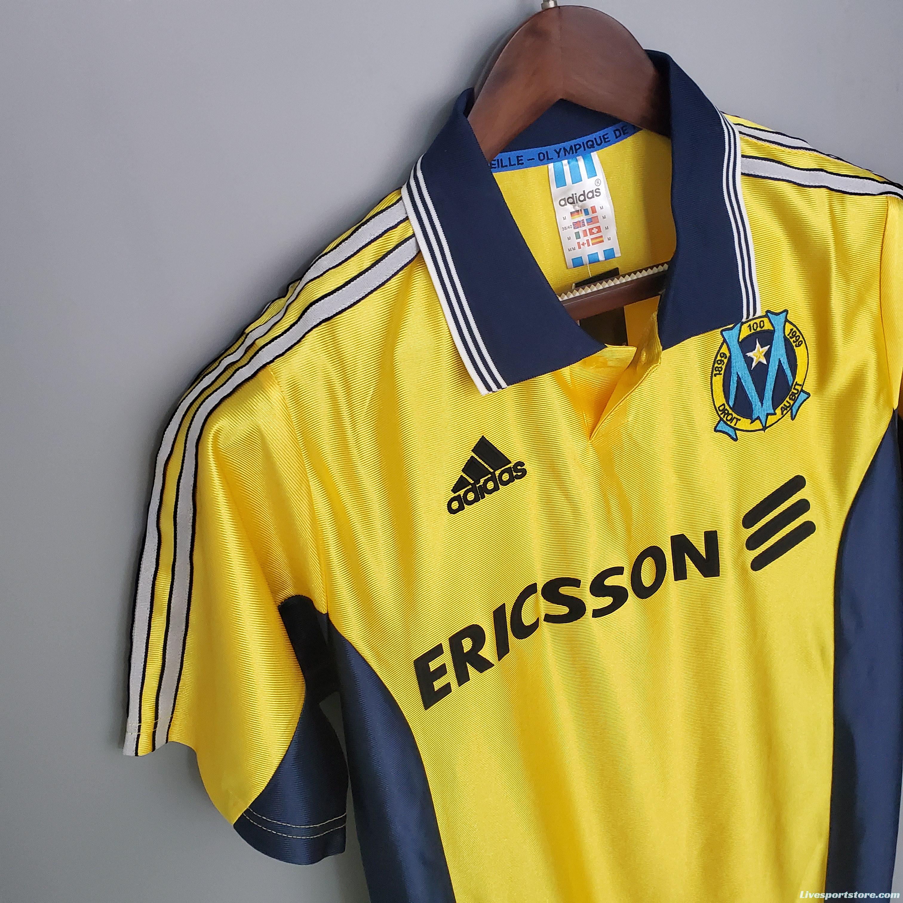 Retro 98/99 Marseille away yellow Soccer Jersey