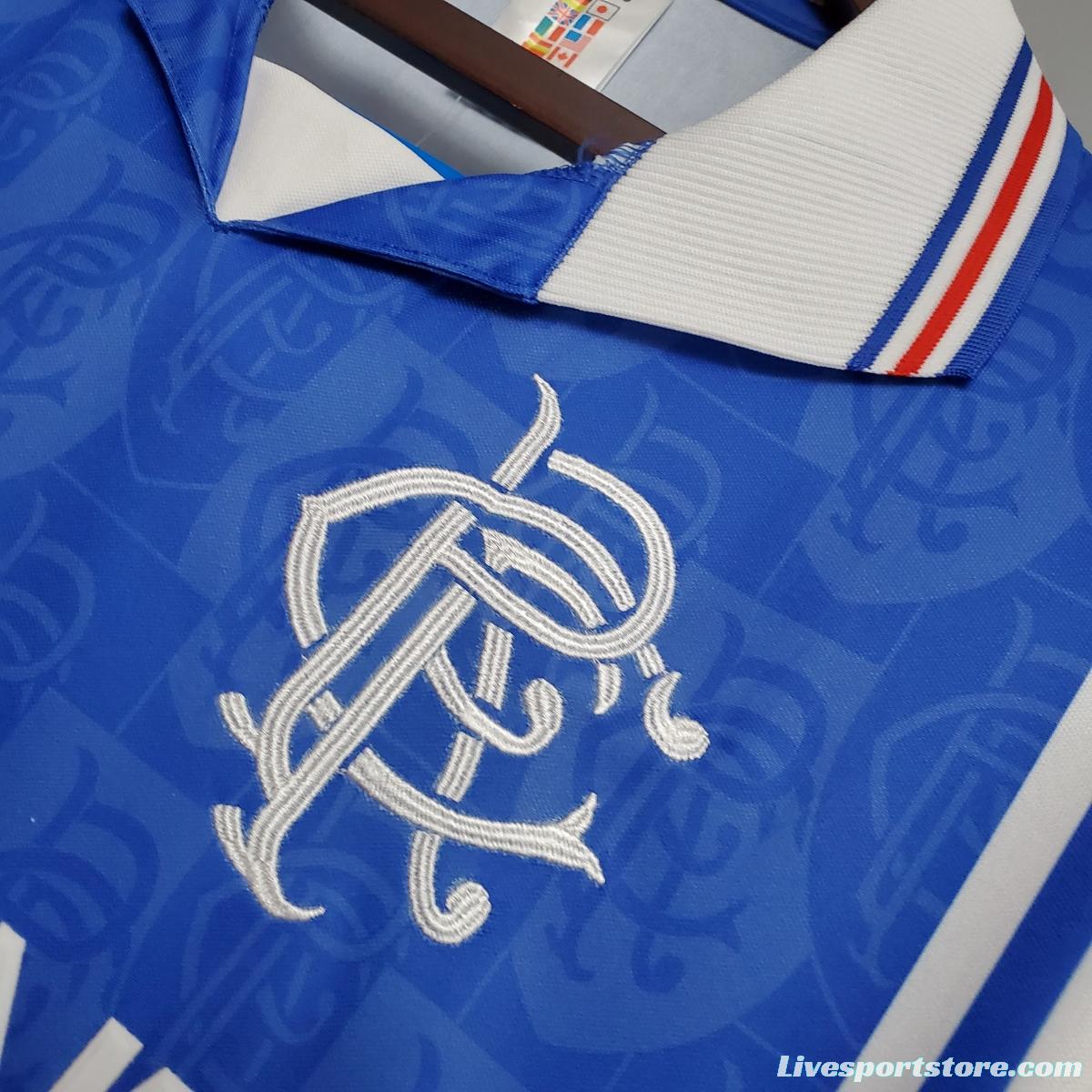 Retro 96/97 Rangers home Soccer Jersey