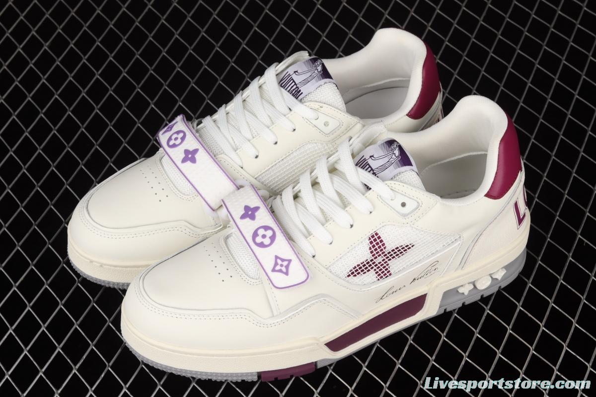 Authentic LV 2021ss early spring fashion catwalk sneakers 400N 51White Purple