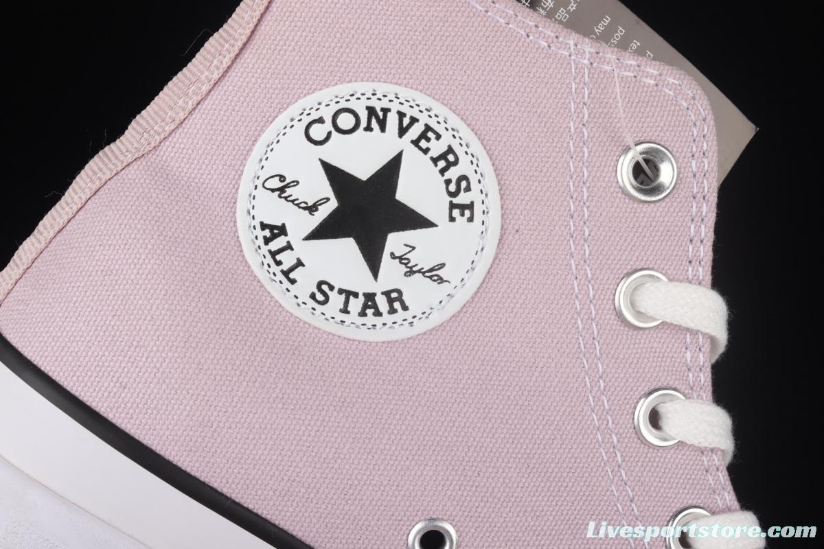 Converse Run Star Hike Converse pink raw rubber heightened thick sole shoes 171668C