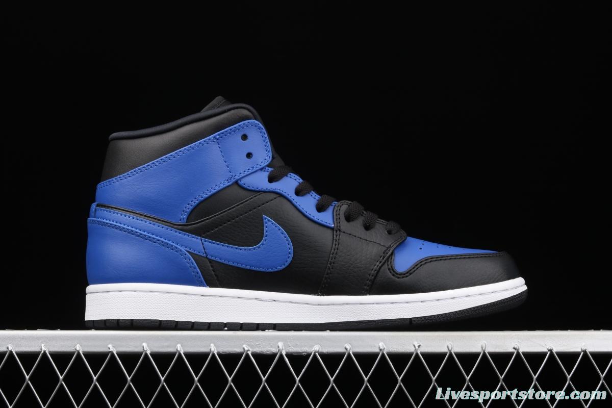 Air Jordan 1 Mid black and blue Zhongbang basketball shoes 554724-077