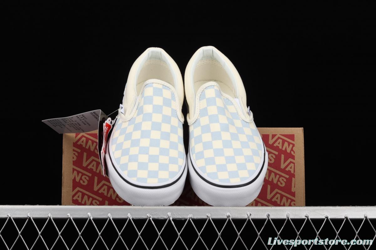 Vans Checkerboard Classic Slip-on White and Blue Chess Lattice low-top Leisure Board shoes VN000EYEBWW