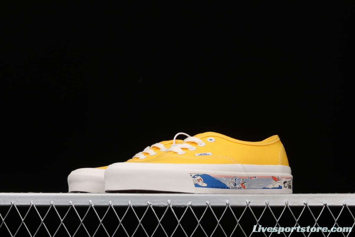 Vans Authentic 44 DX yellow canvas surfing printed Anaheim vintage board shoes VN0A54F241Q