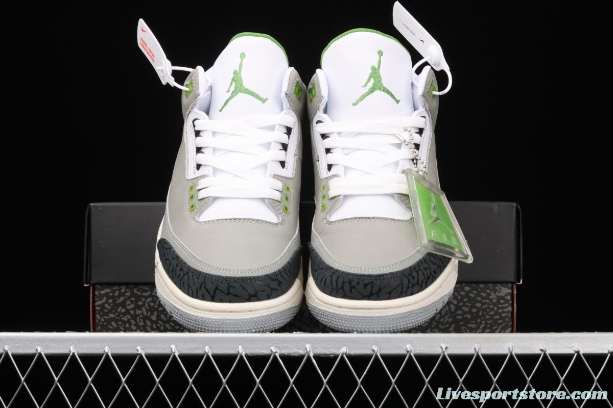 Air Jordan 3 Retro Chlorophyll AJ3 Joe 3 chlorophyll Gray Green manuscript 136064-006