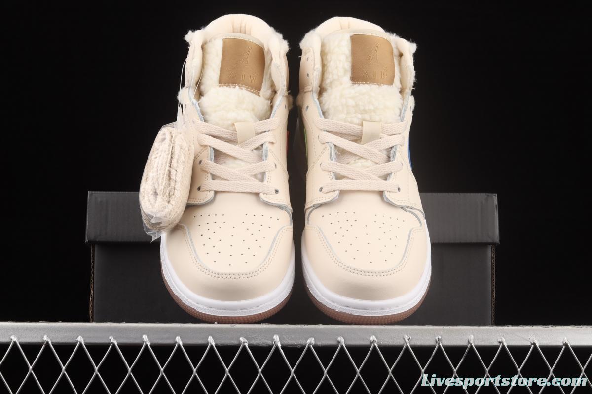 Air Jordan 1 Mid Pearl Milk Tea Zhongbang Basketball shoes DO2207-264