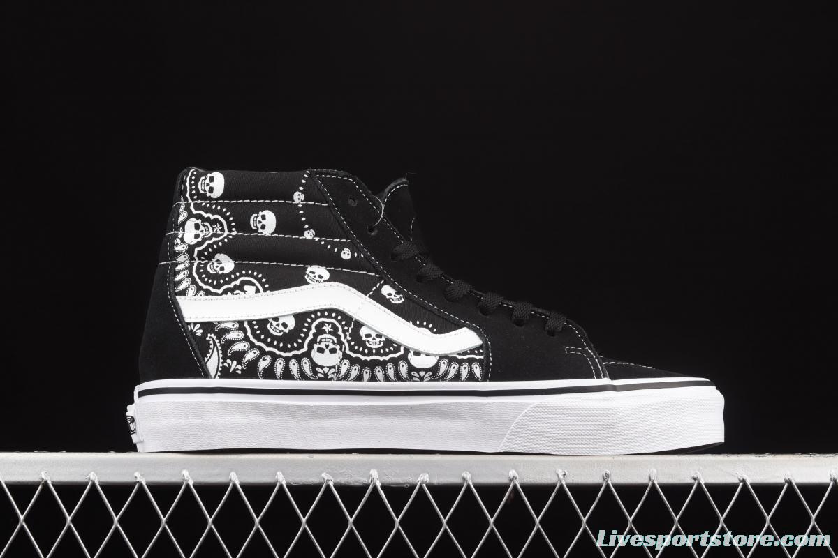 Vans Sk8-Hi skull cashew flower pattern high-top casual board shoes VN0A32QGD9S