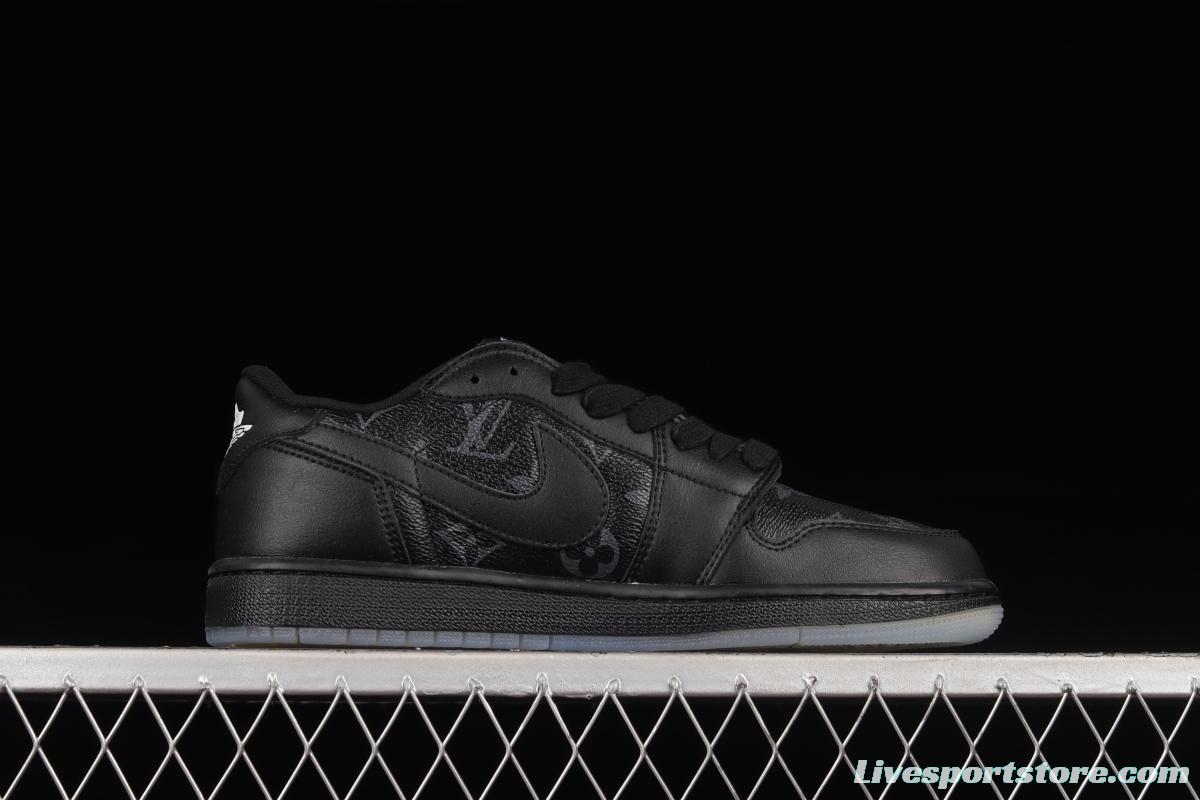 LV x Air Jordan 1 custom low-top retro culture basketball shoes CQ4277-003