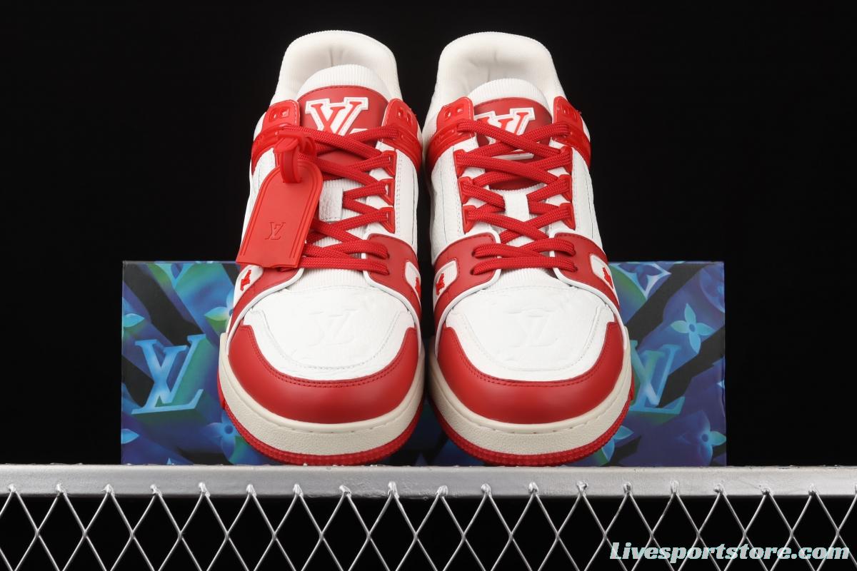 Authentic LV 2021ss early spring fashion catwalk sneakers 410N RED WHITE