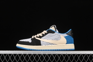 Travis Scott x Air Jordan 1 knitted lightning barbed hook low top basketball shoes DM7866-140