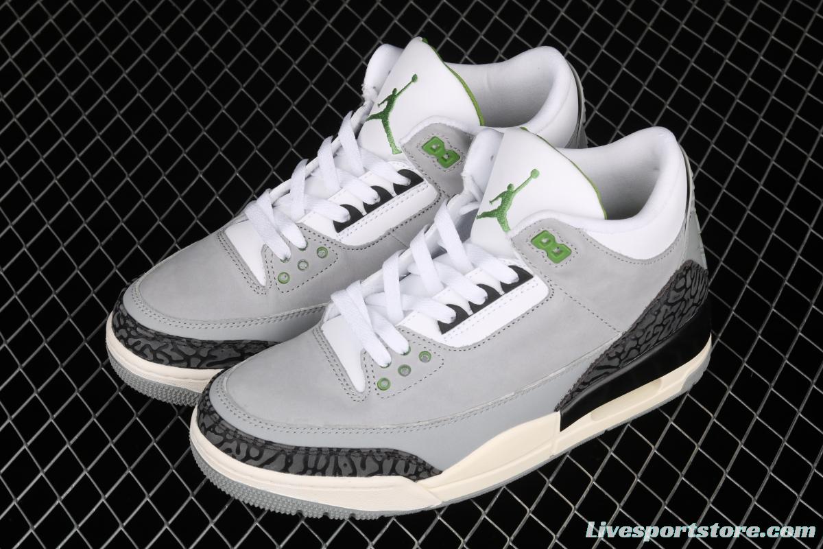 Air Jordan 3 Retro Chlorophyll AJ3 Joe 3 chlorophyll Gray Green manuscript 136064-006