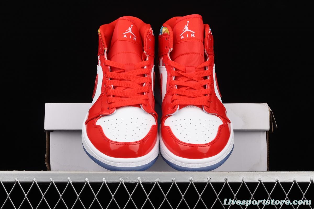 Air Jordan 1 Mid Christmas red Zhongbang basketball shoes DC7294-600