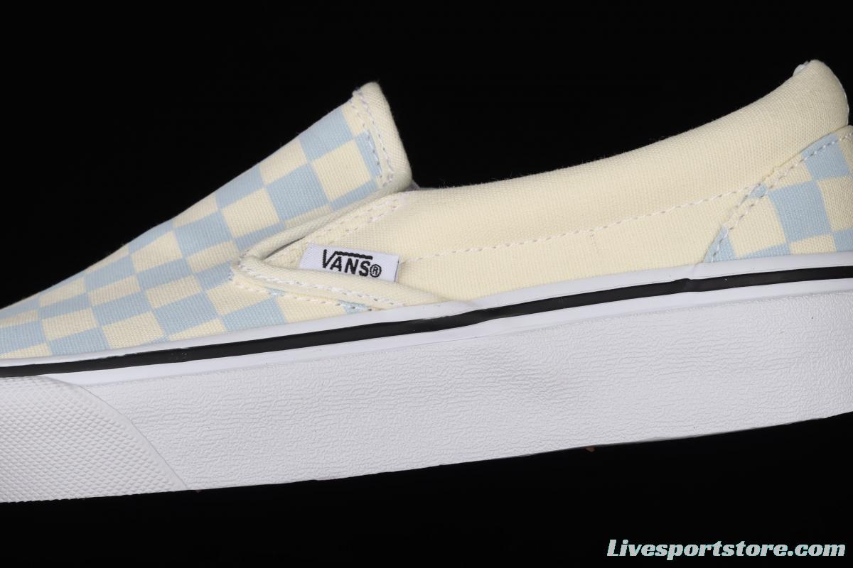 Vans Checkerboard Classic Slip-on White and Blue Chess Lattice low-top Leisure Board shoes VN000EYEBWW