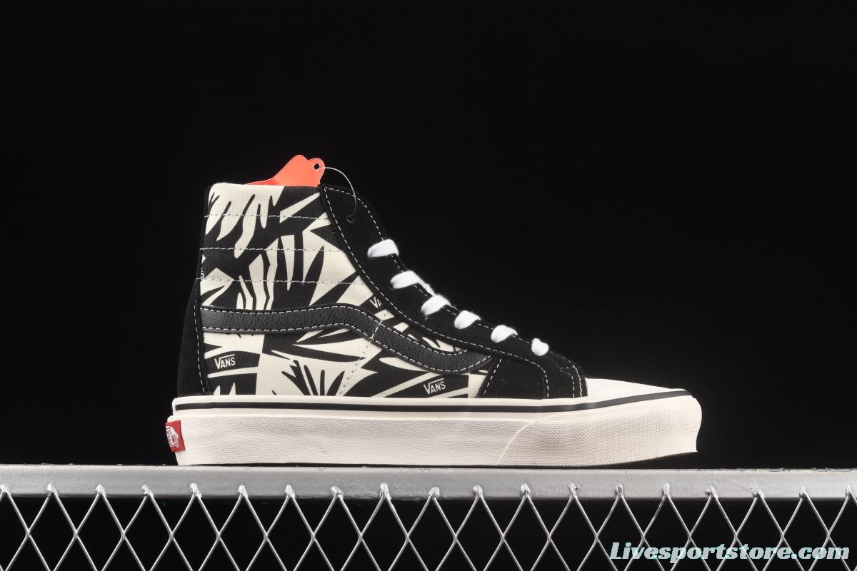 Vans Sk8-Hi 138Decon black and white printed high-top casual board shoes VN0A3MV136K