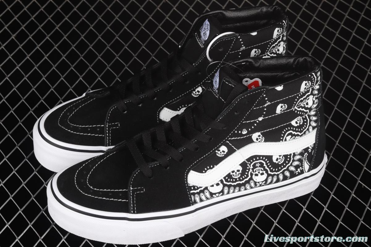 Vans Sk8-Hi skull cashew flower pattern high-top casual board shoes VN0A32QGD9S