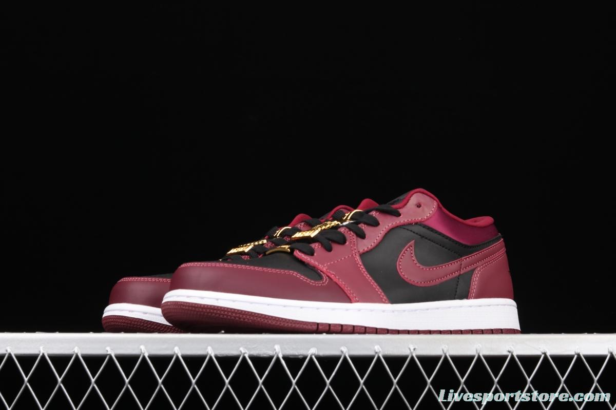 Air Jordan1 Low Black Wine Red Metal Flying Wings reverse low Top Basketball shoes DB6491-600