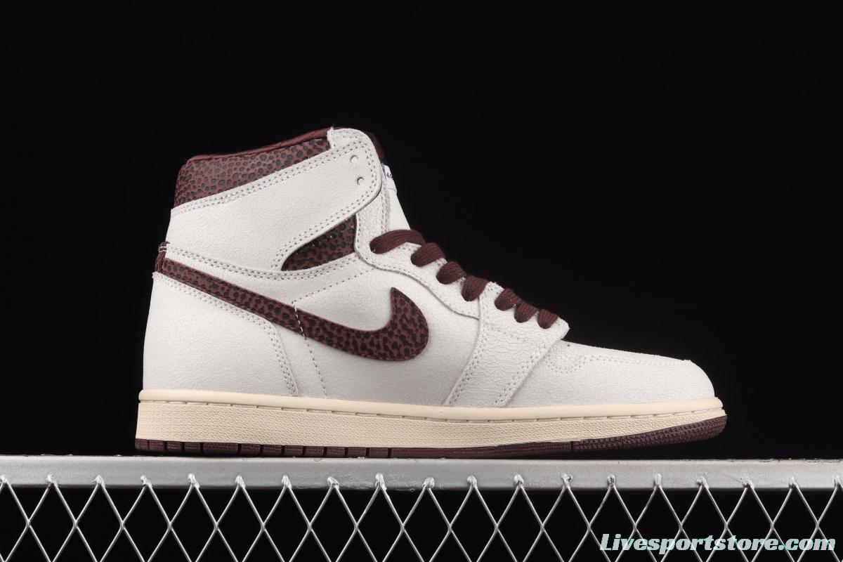 A Ma Maniere x Air Jordan 1 High OG co-branded snakeskin high top basketball shoes DO7097-100