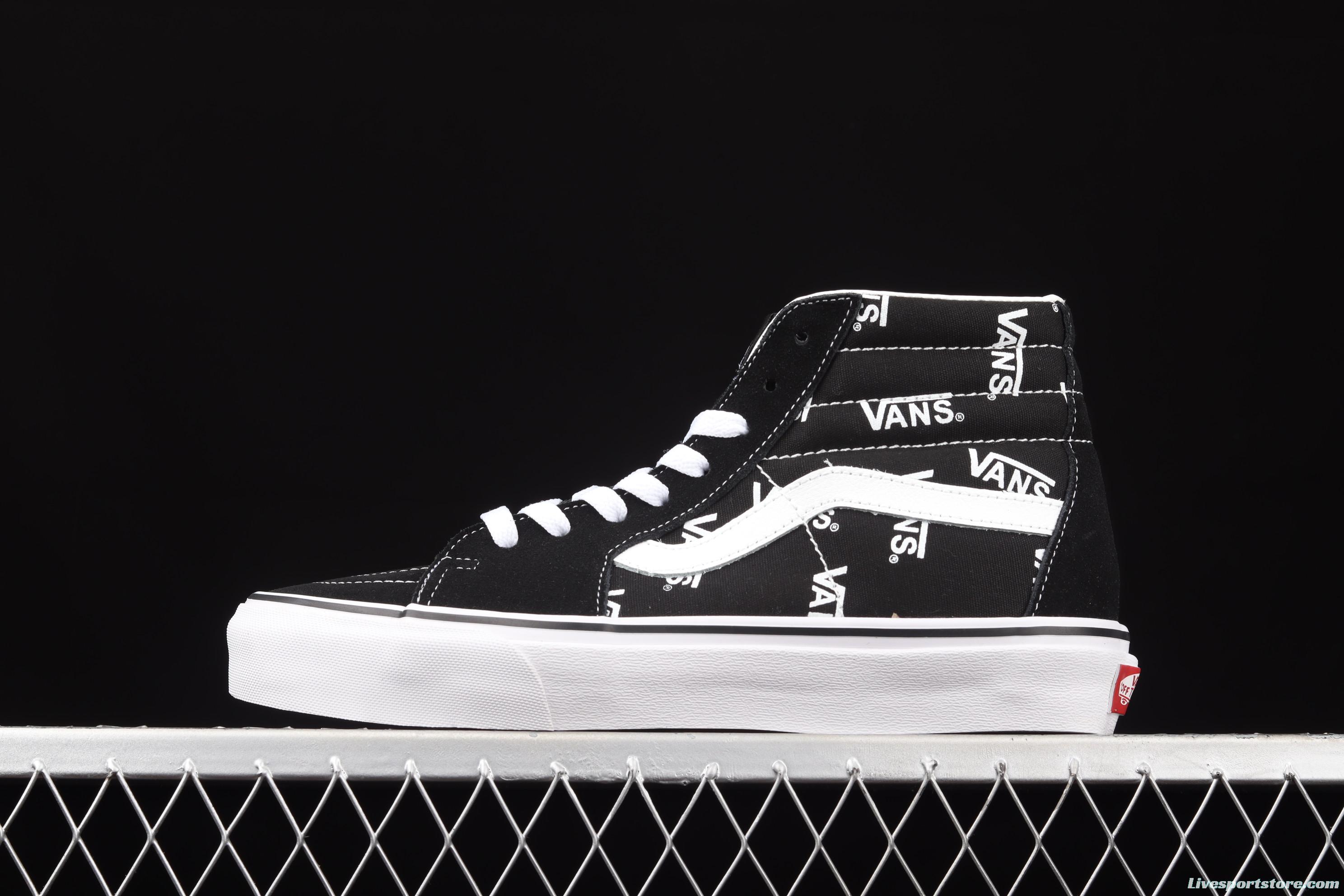 Vans SK8-Hi classic black and white letters logo high top casual board shoes VN0A4U3CTDW