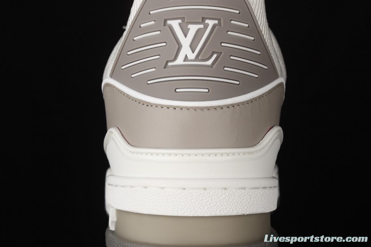 Authentic LV 2021ss early spring fashion catwalk sneakers 400N GRAY White