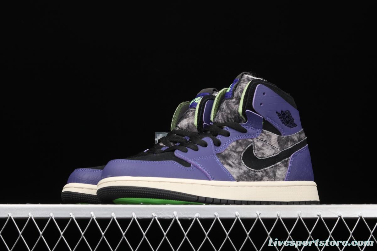 Air Jordan 1 Zoom CMFT Bayou Boys Zion Water dyed Crocodile Purple DC2133-500