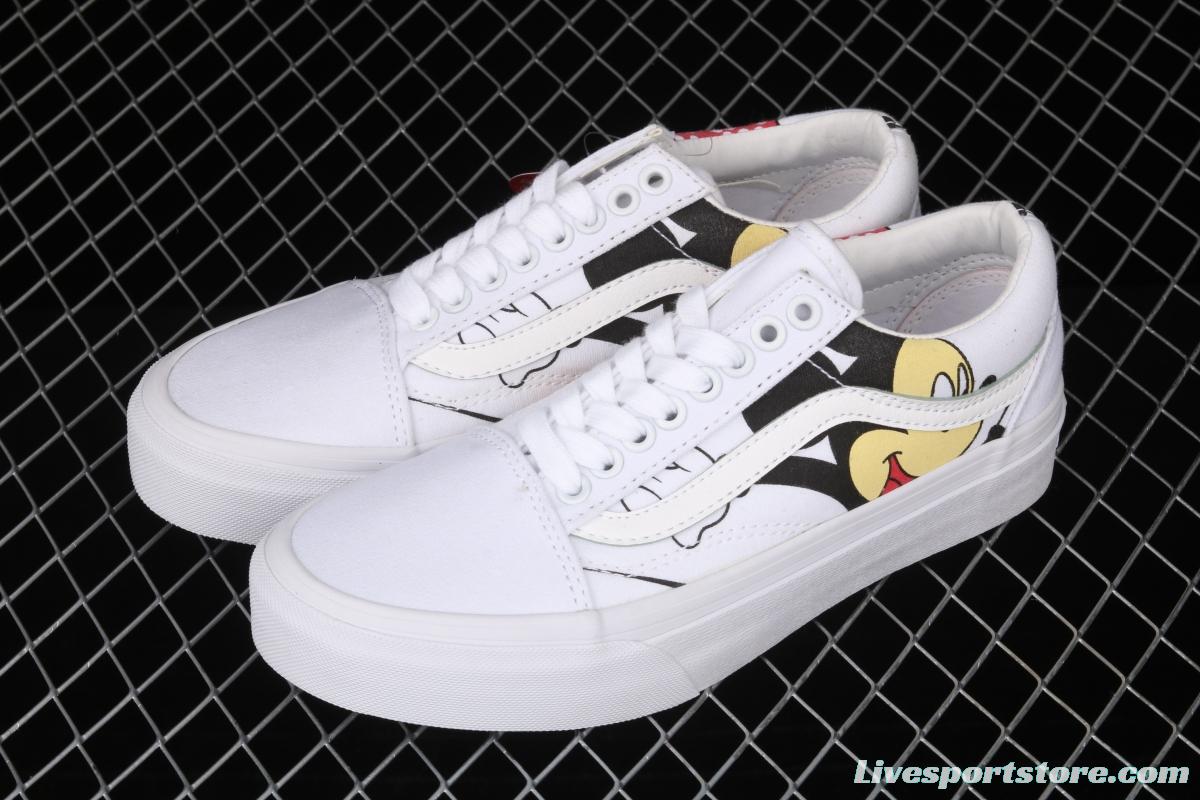 Vans Old Skool x Disney customized Mickey Mouse printed minimalist style low-top shoes VN000D3HY28