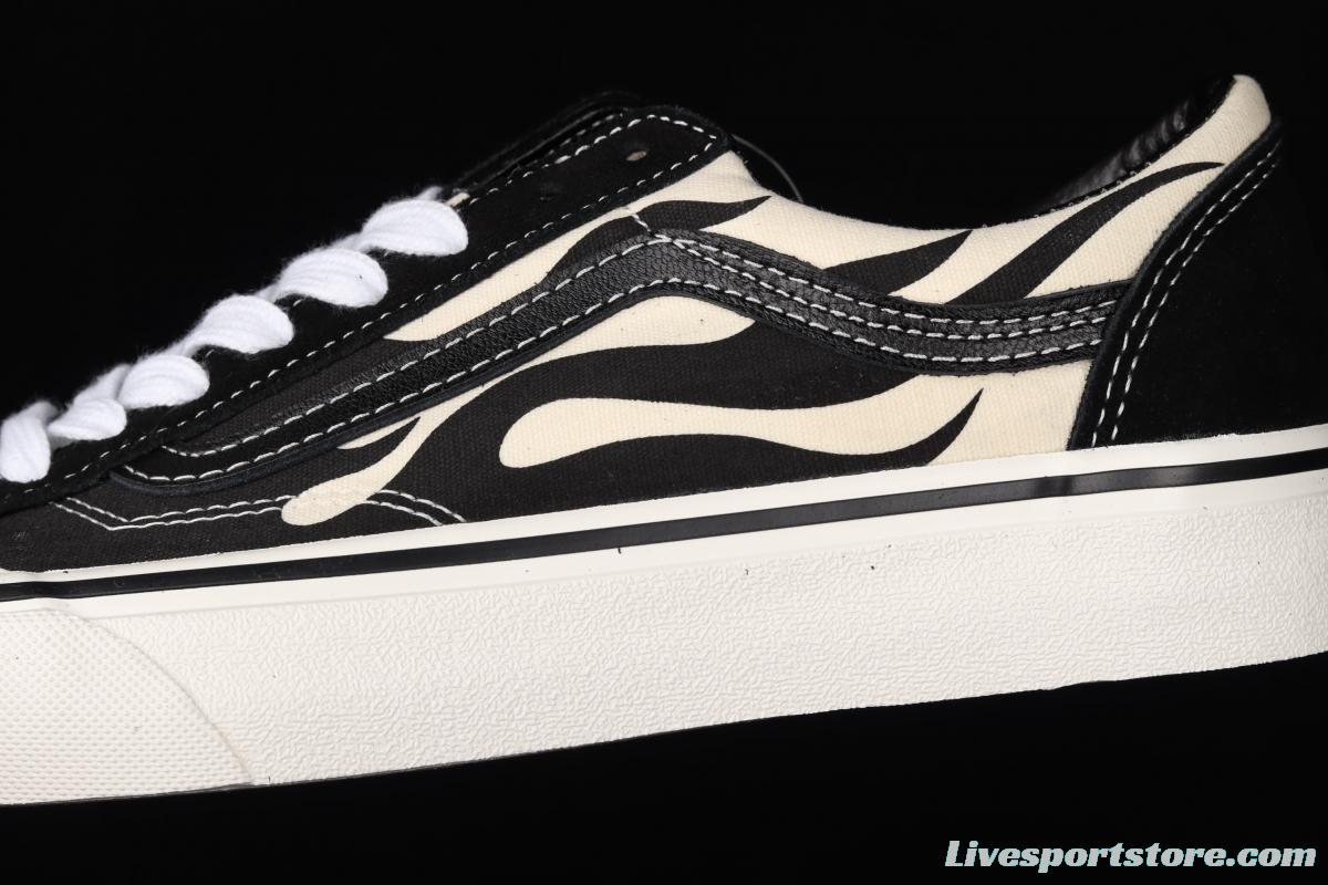 Vans Style 36 half-moon Baotou black-and-white flame low-top sports shoes VN0A3ZCJROF