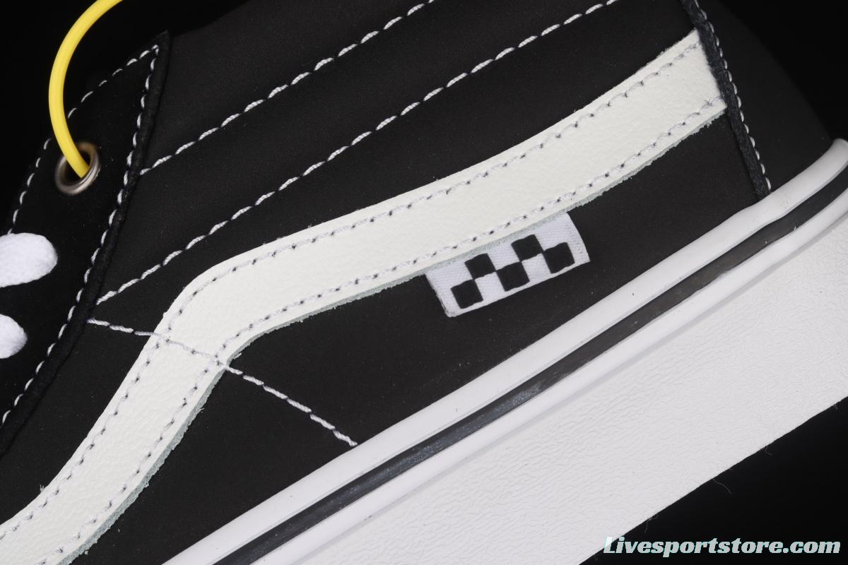 Vans Kate SK8-Mid black and white suede legendary skater superstar Jeff Grosso commemorates professional skateboard shoes VN0A5FCG625