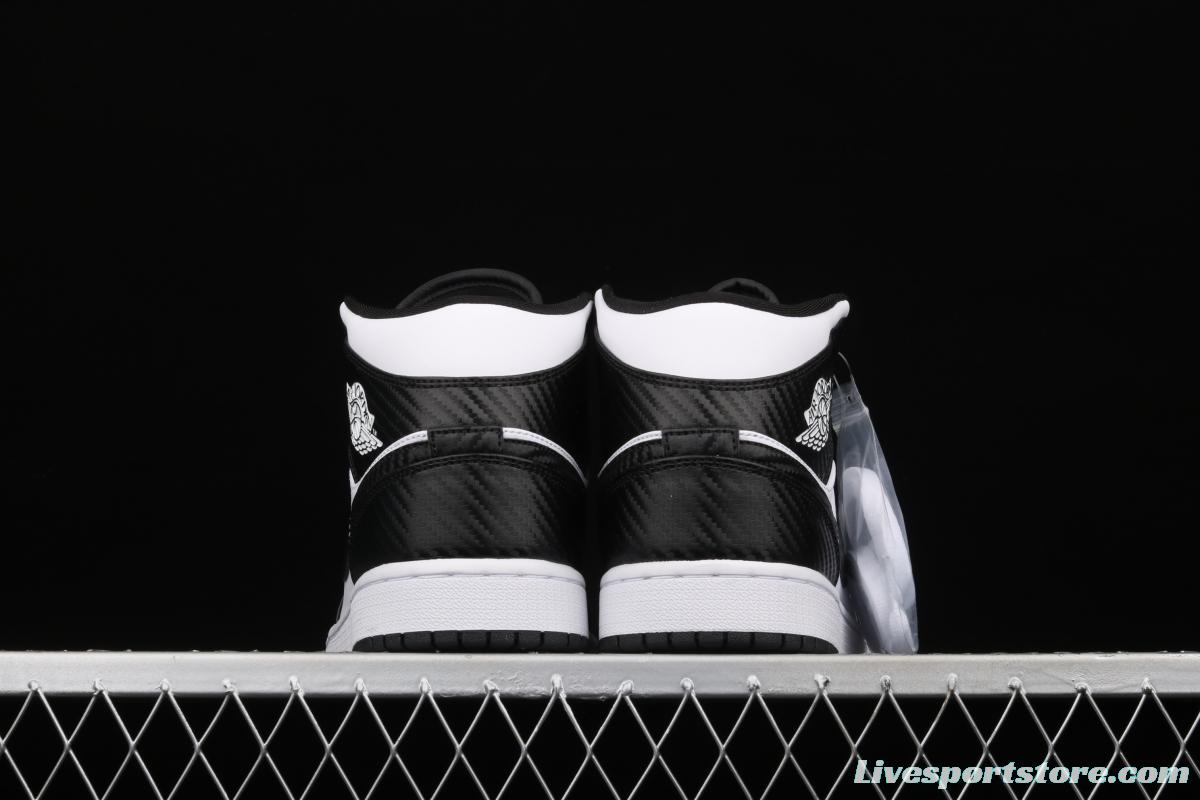 Air Jordan 1 Mid All-Star Bang all-Star Black and White lacquered Leather Leather Leisure Sport Board shoes DD1649-001