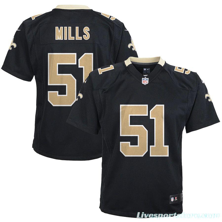 Youth Sam Mills Black Retired Player Limited Team Jersey