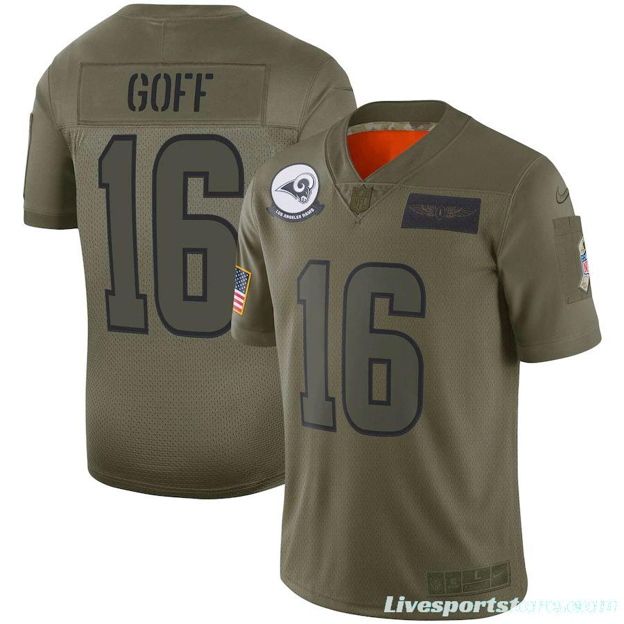 Youth Jared Goff Olive 2019 Salute to Service Player Limited Team Jersey