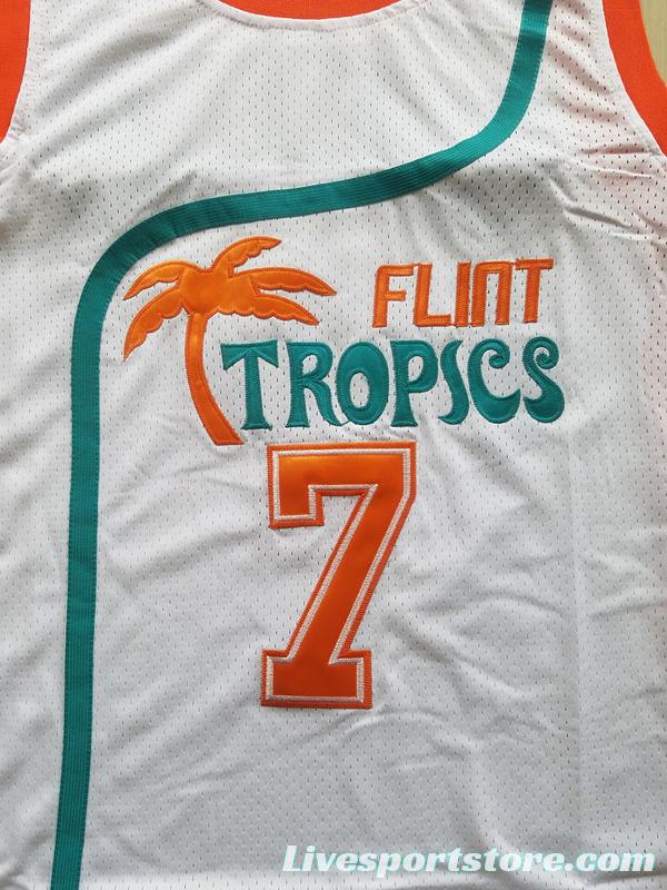 Flint Tropics 7 Coffee Black Basketball Jersey Semi Pro Team New