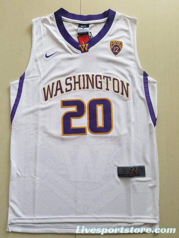 Markelle Fultz 20 Washington College White Basketball Jersey