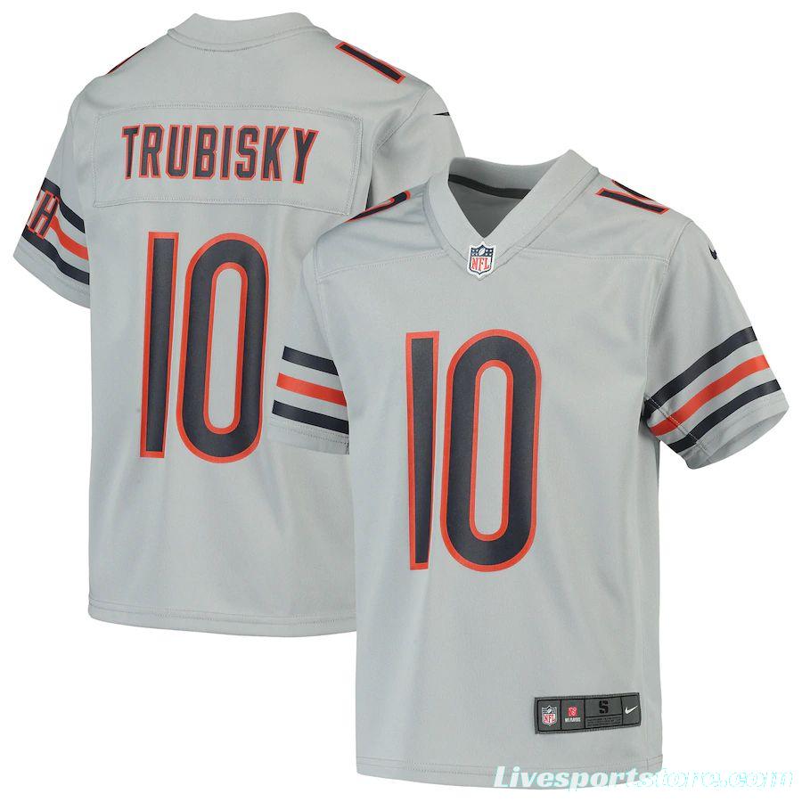 Youth Mitchell Trubisky Silver Inverted Player Limited Team Jersey