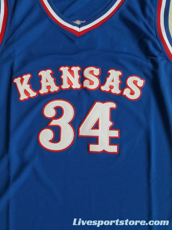 Paul Pierce 34 Kansas College Blue Basketball Jersey