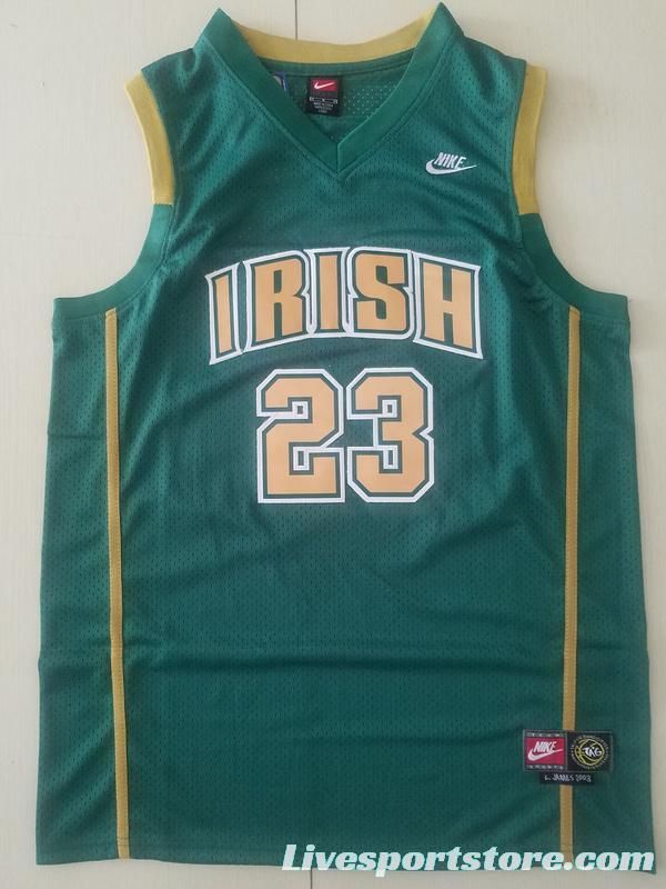 LeBron James 23 Irish High School Green Basketball Jersey