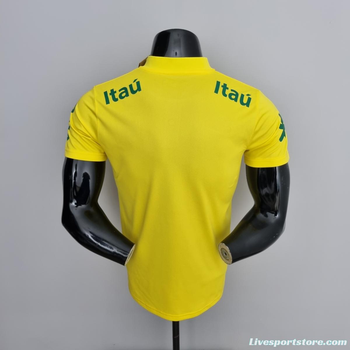 LOW NECK POLO BRAZIL YELLOW Soccer Jersey