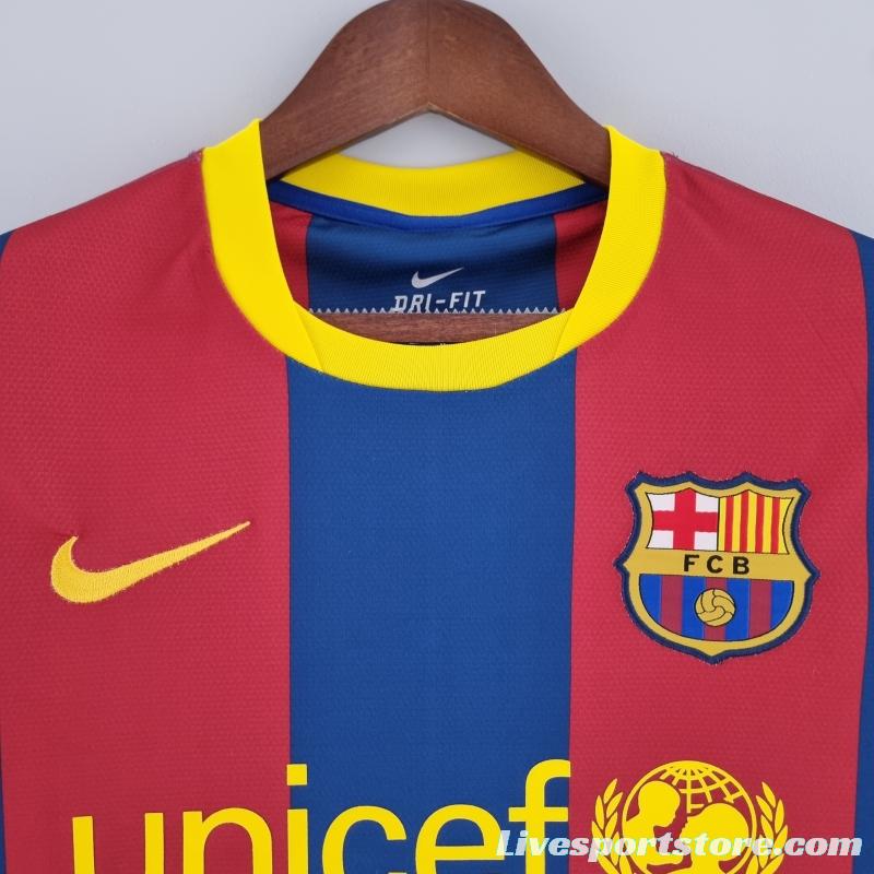 Retro 10/11 Barcelona Long Sleeve Home Soccer Jersey