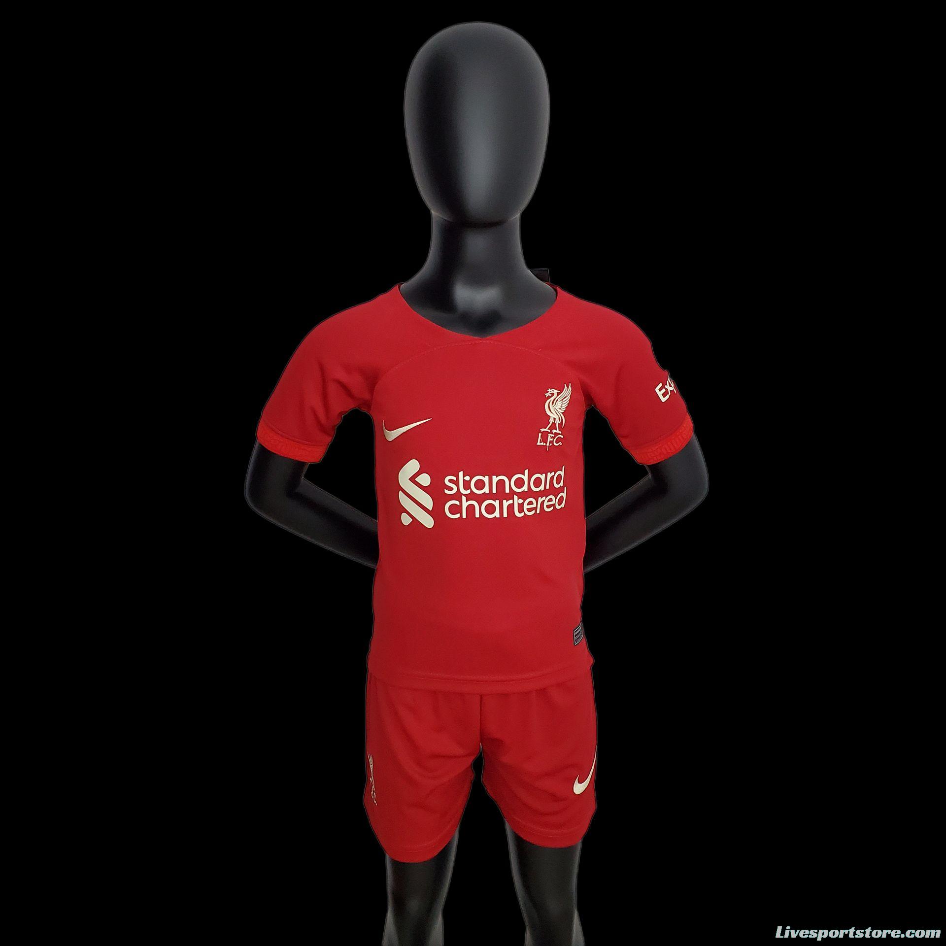 22/23 Liverpool Home Kids Size 16-28 Soccer Jersey