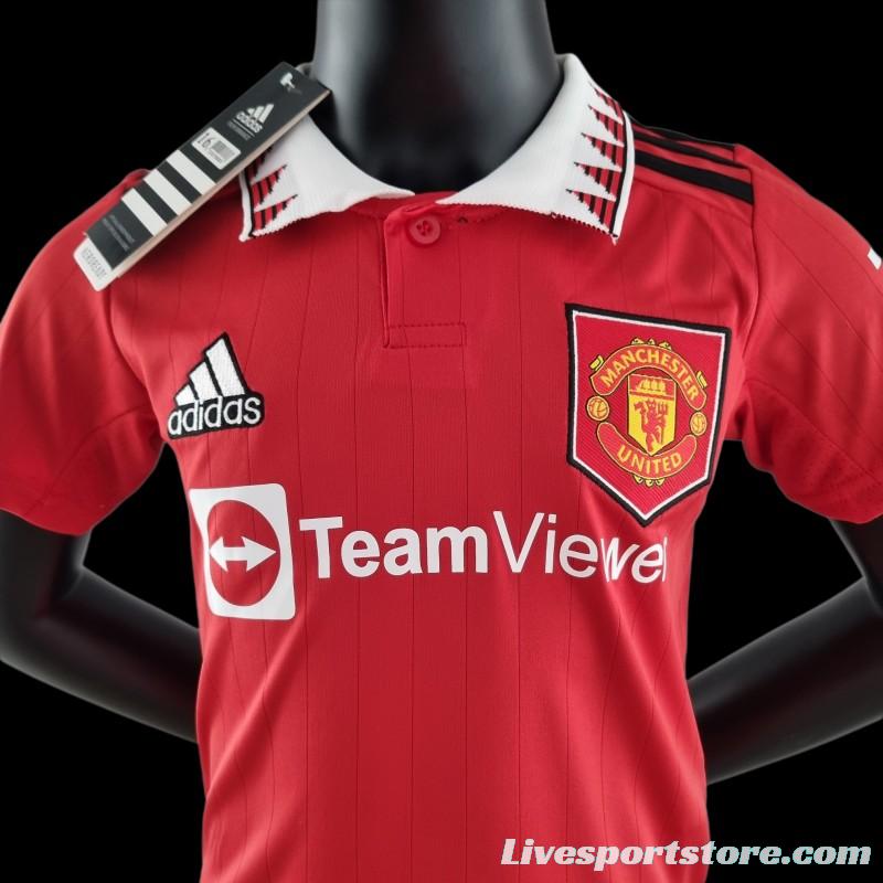 22/23 Kids Kit Manchester United Home 16-28 Soccer Jersey