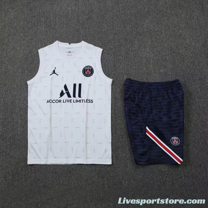 22/23 PSG Pre-Game Training Jersey White Spotted Vest