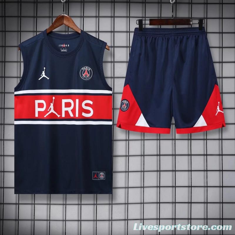 22/23PSG Royal Blue Red Bar Pre-match Training Jersey Vest