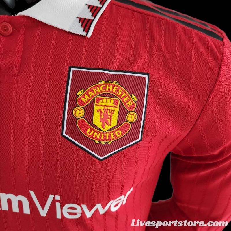 Player Version 22/23 Manchester United Long Sleeves Home Soccer Jersey