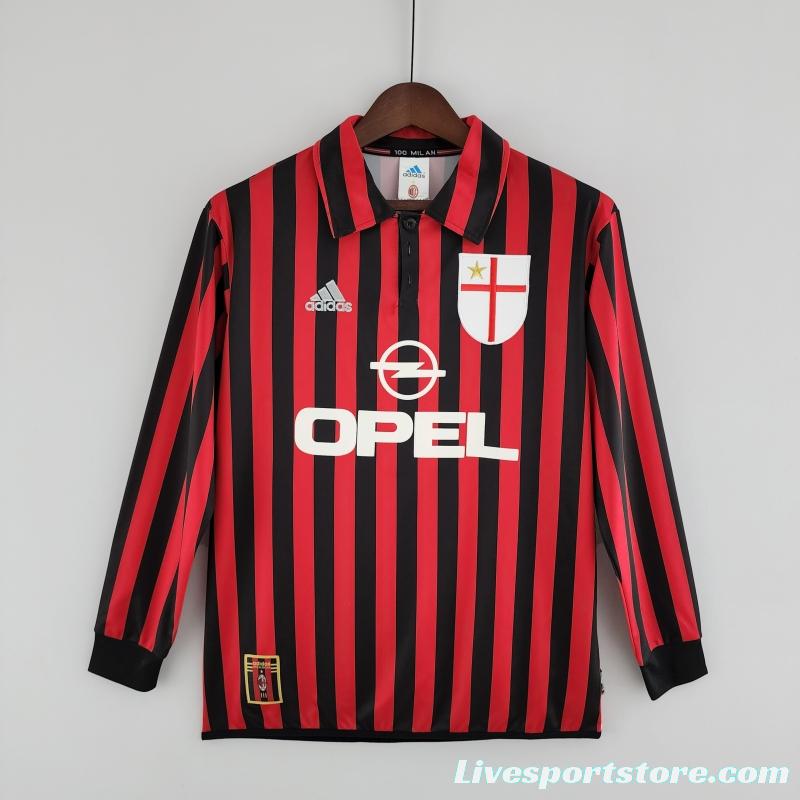 Retro Long Sleeve 99/00 AC Milan Home Soccer Jersey