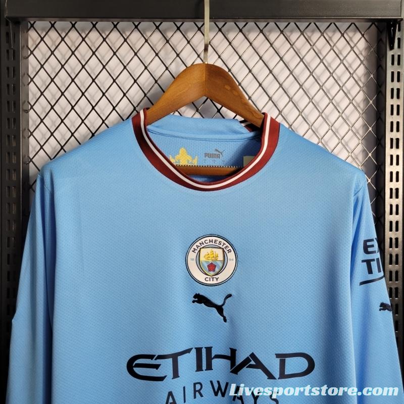 22/23 Manchester City Home Long Sleeve Soccer Jersey