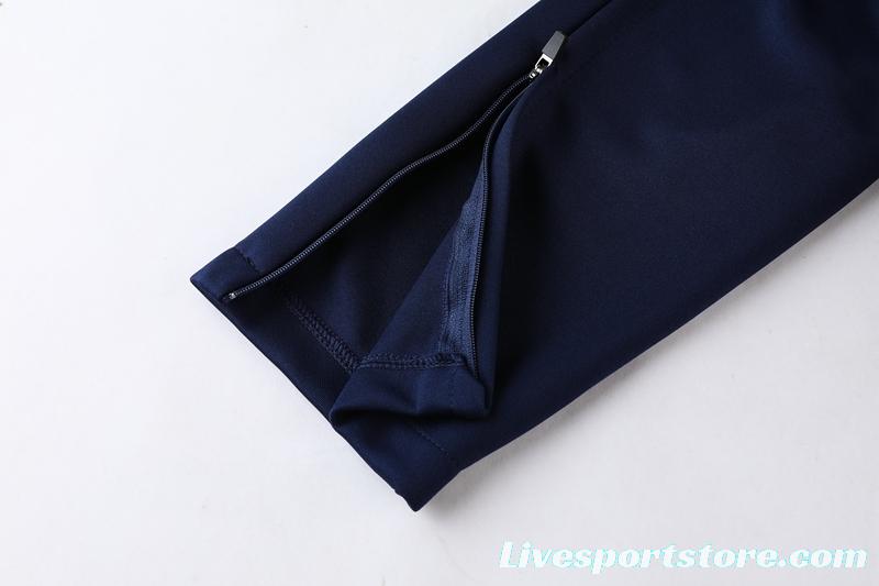 2022 France Navy Full Zipper Jacket+Long Pants