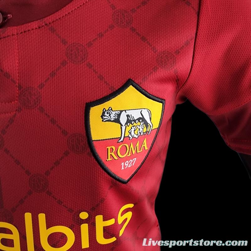 22/23 AS Roma Kids Kit Home Size 16-28 Soccer Jersey