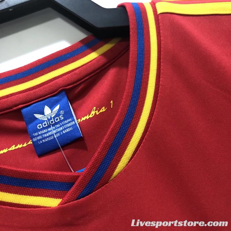 Retro 1990 Colombia Away Red Soccer Jersey