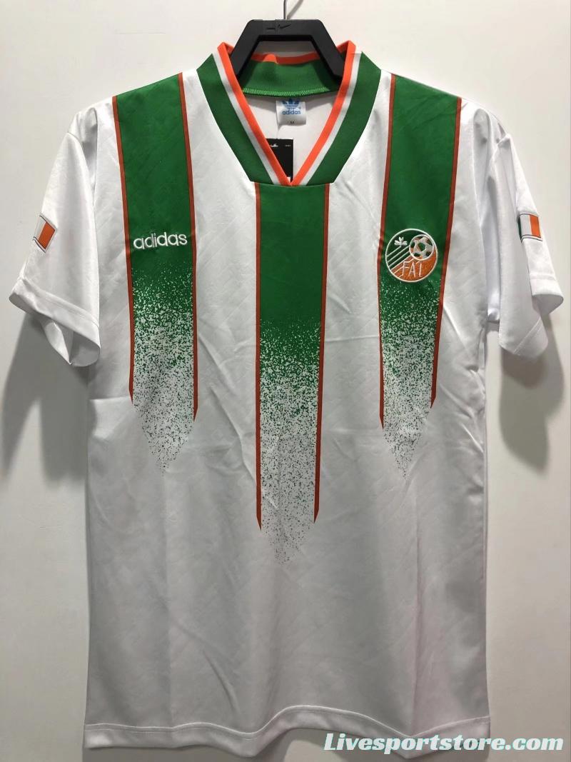 Retro 1994 Ireland Away White Soccer Jersey