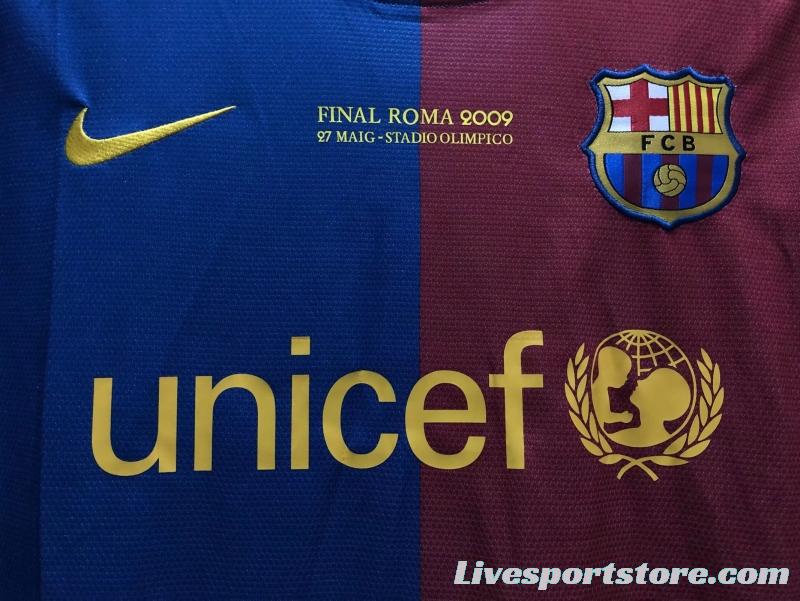 Retro 08/09 Barcelona Home Champions Version Soccer Jersey