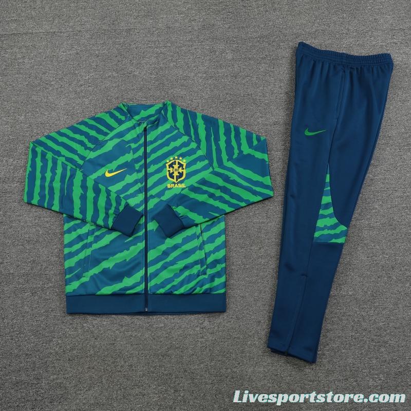 2022 Brazil Green Full Zipper Tracksuit